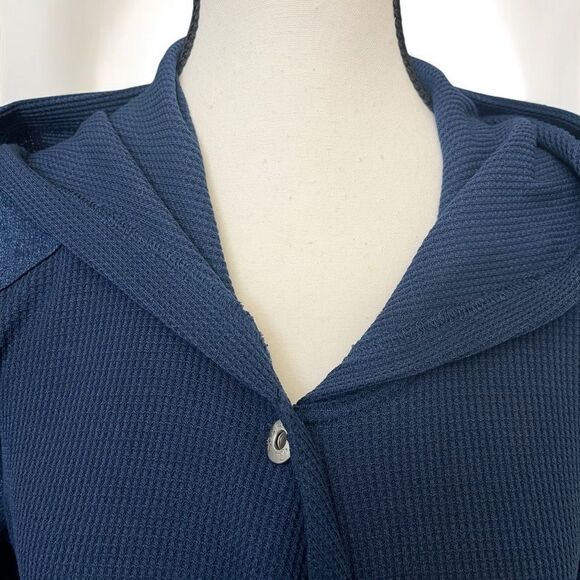 NWT DG2 Diane Gilman Indigo Blue Twill Knit Denim Combo Draped Jacket Size Med - Picture 5 of 11